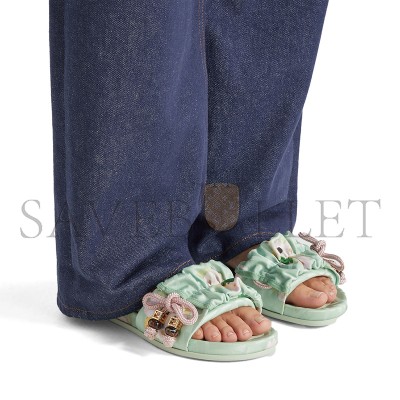 FENDI FEEL MULTICOLOUR FF JACQUARD SATIN SLIDES 8X8142AWL6F1VP0